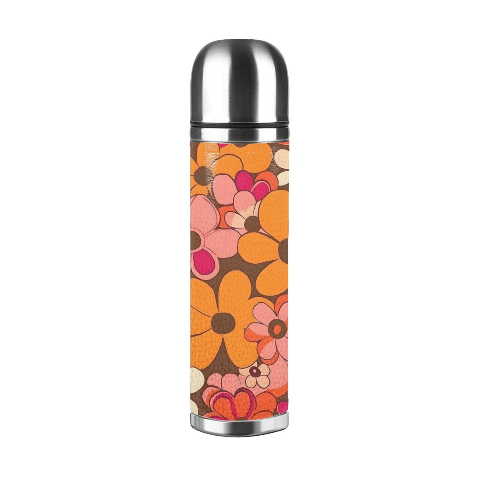 17.5oz Vacuum Pot Thermos Cup Corrosion-Resistant Stainless Steel Without Odor And Stain Taste For Outdoor Sports Camping Hiking Cycling Retro Groovy Flowers Pattern (14)