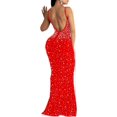 thumbnail image 2 of XINQIHANG Robe Moulante Sexy Élégante pour Femmes avec Strass, Robe de Soirée Longue, 2 of 3