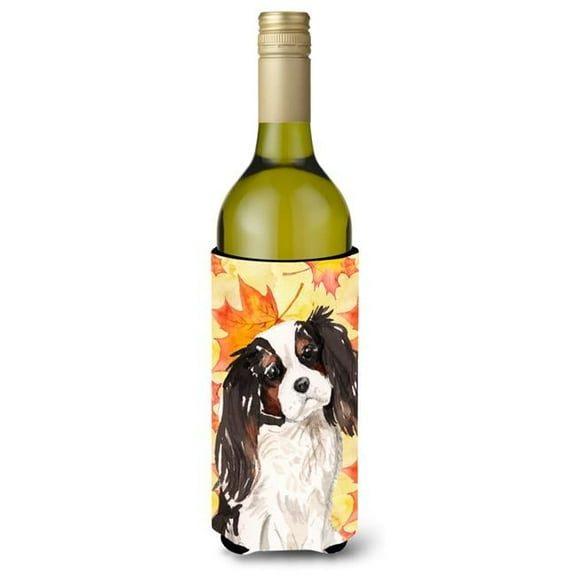 Tricolor Cavalier Spaniel Fall Wine Bottle Beverge Insulator Hugger