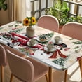 thumbnail image 3 of Christmas Table Cloths for 5 Foot Rectangle Tables, Xmas Snowman Truck Snowflake Tree Balls Vintage Patio Waterproof Elastic Fitted Tablecloths, Washable Rectangular Table Cover for Camping, 3 of 8