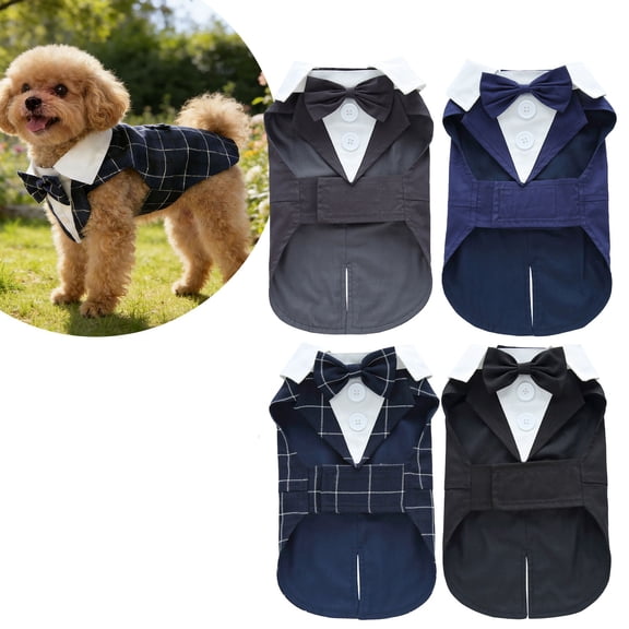 ibiyuan Dog Tuxedo Formal Dog Suit and Bandana Set, Gentle Dogs Wedding Party Suit Bow Tie Shirt, Tuxedo for Small Dogs