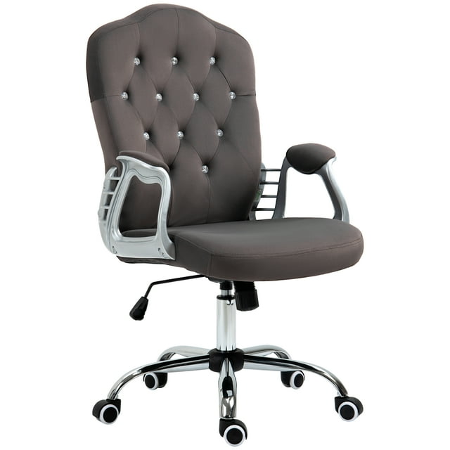 Vinsetto Chaise de Bureau Capitonnée avec Hauteur Réglable et Fonction d'Inclinaison, Enfants, Gris Foncé (Ensemble de 1)