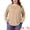 Khaki, variant on Women's Plus Top Long Sleeve Crew Neck Pleated Shirts Loose Fit Tunic Tops 1X Red