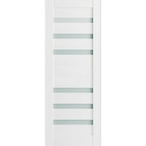 Slab Barn Door Panel Frosted Glass 42 x 84 inches | Quadro 4266 White Silk | Sturdy Finished Doors | Pocket Closet Sliding