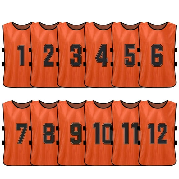 Vest Yabuy 12 PCS Adults Soccer Pinnies Quick Drying Football Team Jerseys Youth Sports Scrimmage Soccer Team Training Numbered Bibs Practice Sports Vest