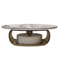 thumbnail image 4 of ENSHUI 55" Modern Oval Coffee Table with Abstract Gold Metal Base and Sintered Stone Top, Gold, 4 of 7