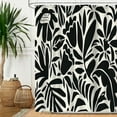 thumbnail image 3 of Black and White Flower Shower Curtain for Women Girls Boho Abstract Floral Retro Groovy Plant Leaves Aesthetic Funky Trendy Bathtub Decor 12 Plastic Shower Hooks,72x72 Inch, 3 of 6