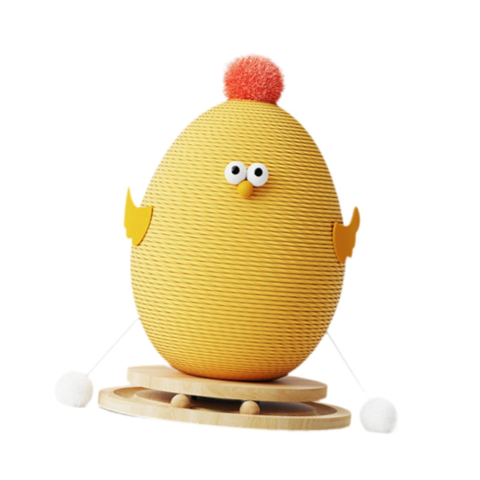 CarpNettore Cat Scratching Post Chick Cat Scratcher Toy Pet Furniture Interactive Ball Track yellow