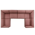 thumbnail image 3 of Modway Conjure Channel Tufted Performance Velvet 6-Piece U-Shaped Sectional in Gold  Dusty Rose, 3 of 10