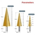 thumbnail image 4 of Juego de brocas escalonadas, 3 brocas de titanio, métricas de 4 mm a 32 mm, brocas cónicas HSS6542 para metal, madera y PVC., 4 of 4