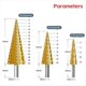 thumbnail image 4 of Juego de brocas escalonadas, 3 brocas de titanio, métricas de 4 mm a 32 mm, brocas cónicas HSS6542 para metal, madera y PVC., 4 of 4