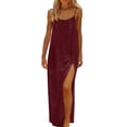 thumbnail image 2 of longantii Women Maxi Dress Casual Sleeveless Backless Cami Dress Spaghetti Strap Summer Beach Vacation Loose Flowy Long Sundress Wine S, 2 of 7