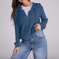 thumbnail image 5 of Sweaters for Women Long Sleeve Zip up Hoodies Ribbed Hooded Sweatshirts Loose Casual Cardigan Jackets with Pocket, 5 of 6