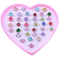 thumbnail image 1 of EeaseCA 36pcs Kids Ring Girls Adjustable Knuckle Rings Finger Rings Dress up Rings in Box, 1 of 7