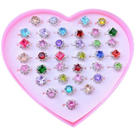 

36pcs Kids Ring Girls Adjustable Knuckle Rings Finger Rings Dress up Rings in Box