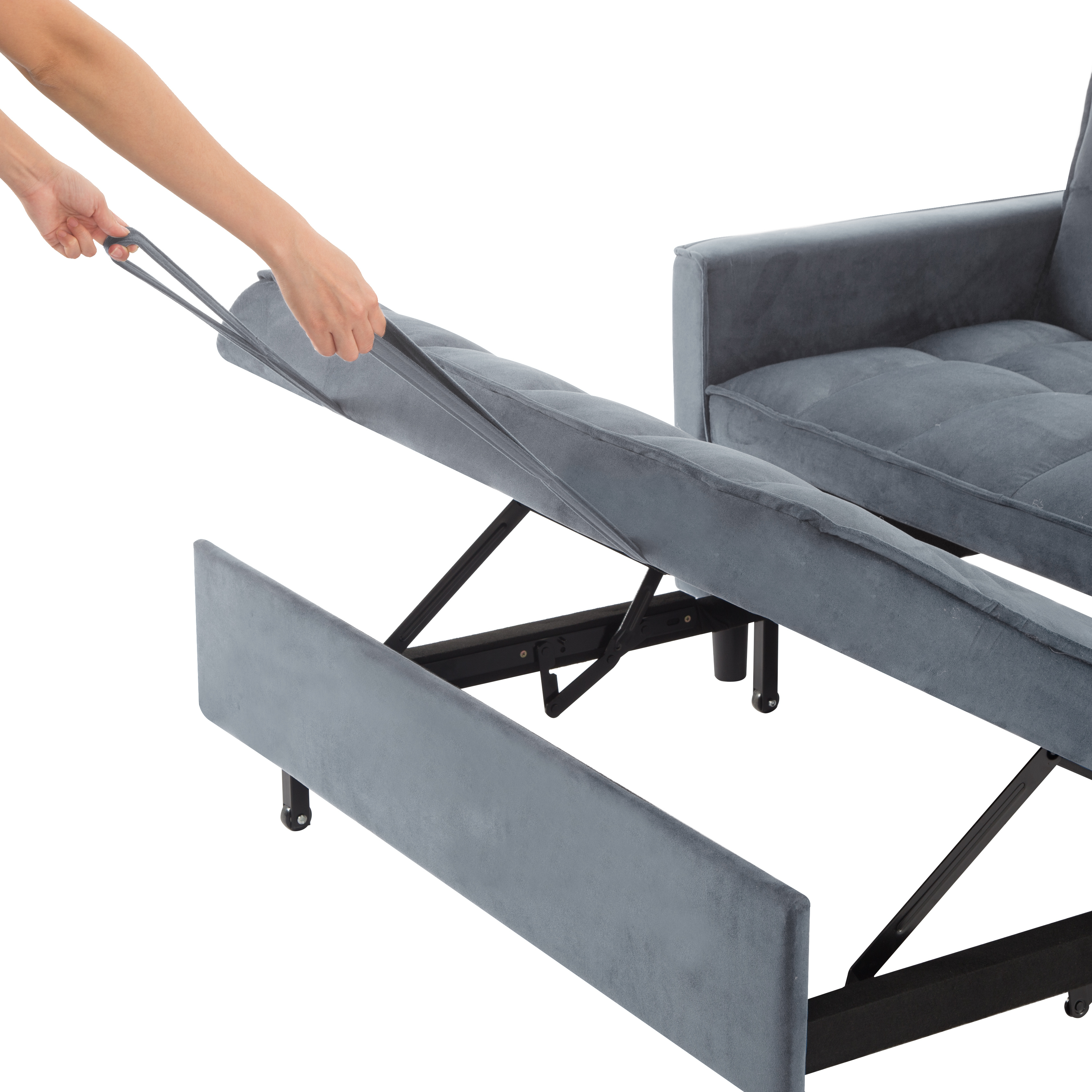 Gewnee 53.94" Convertible Sleeper Sofa, Dark Grey photo 7