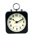 thumbnail image 1 of Reloj despertador con caja metálica cuadrada, pequeño, funciona con pilas y sin tictac., 1 of 4