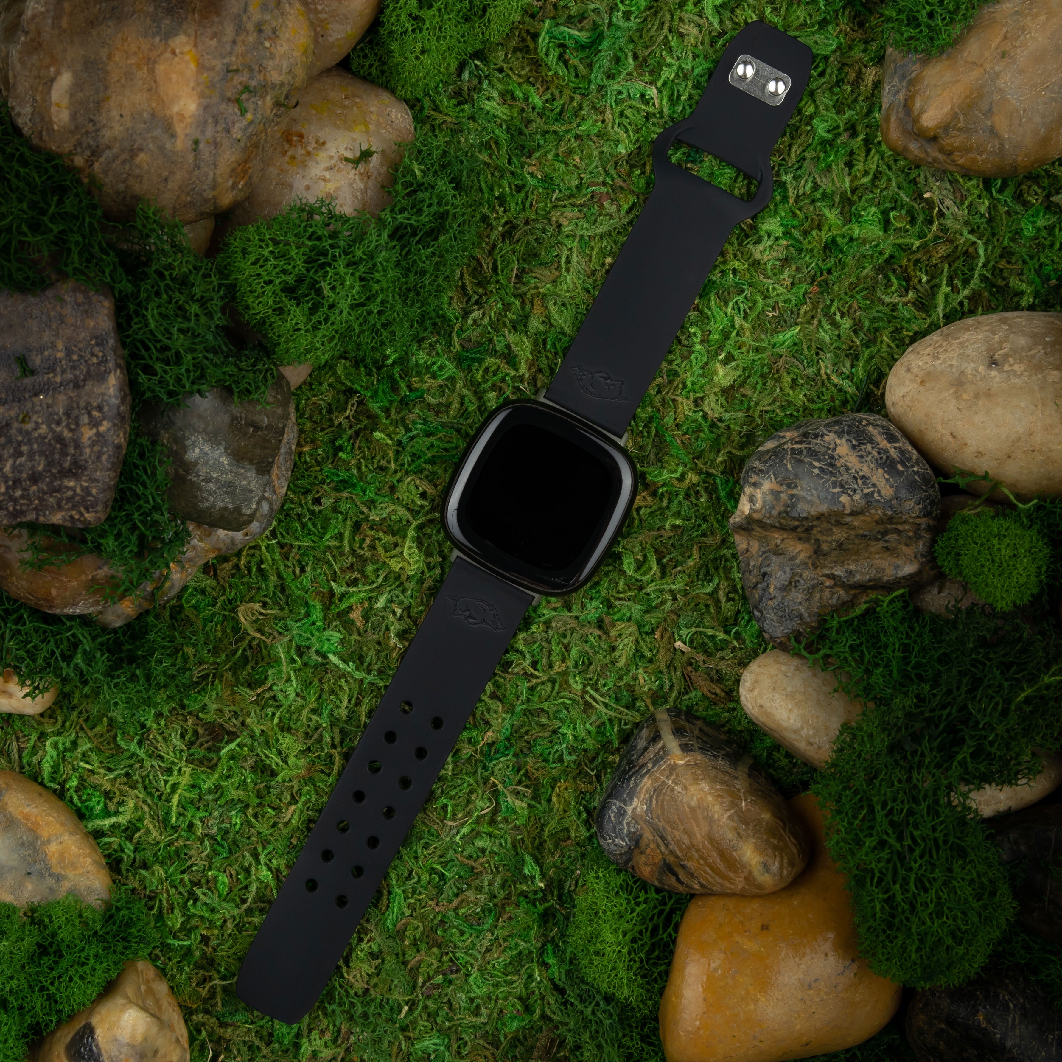 Arkansas Engraved Silicone Unisex Watch Band for Fitbit Versa 3 and Sense (Black) by Affinity Bands