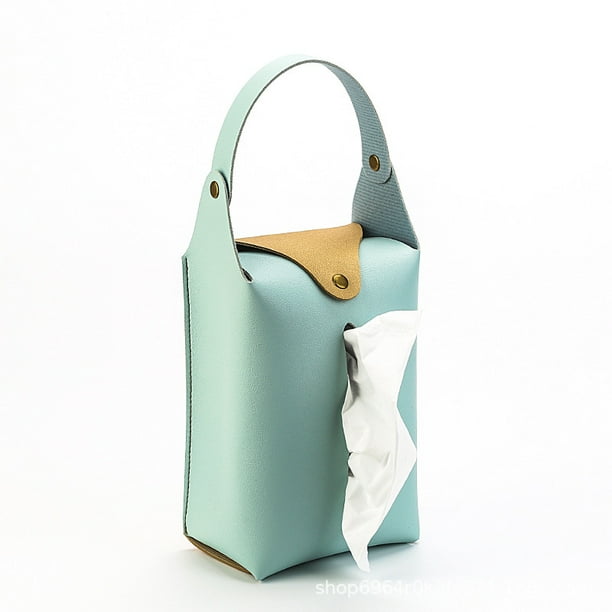 Bolsa de pañuelos para colgar en la pared del baño, de doble uso, para escritorio, a prueba de polvo, bolsa de almacenamiento de pañuelos faciales, bolsa de pañuelos de cuero
