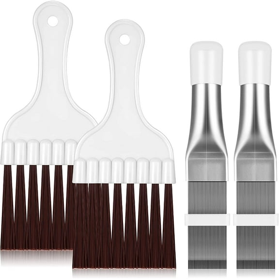 Air Conditioner Condenser Fin Comb, Fin Cleaning Brush Air Conditioner Fin Cleaner Refrigerator Coil Cleaning Whisk Brush Metal Fin Evaporator Radiator Repair Tool (2)