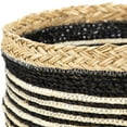 thumbnail image 5 of Northlight Set of 3 Tan and Black Striped Seagrass Storage Baskets with Braided Trim 17", 5 of 6