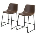 thumbnail image 1 of Canddidliike 2pcs 34" Vintage Leathaire Counter Height Stools for Bar Pub Kitchen - Dark Brown, 1 of 8