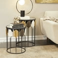 thumbnail image 2 of DecMode 18" x 24" Black Metal Leaf Accent Table with Mirrored Glass Top, 2-Pieces, 2 of 8