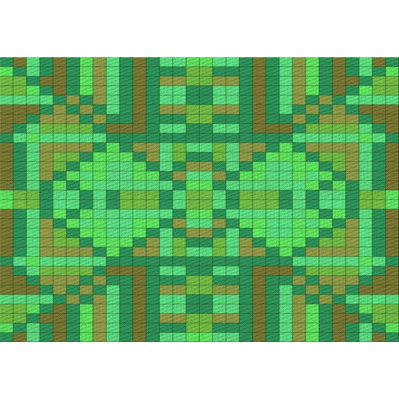 Ahgly Company Indoor Rectangle Patterned Dark Lime Green Area Rugs, 3' x 5'