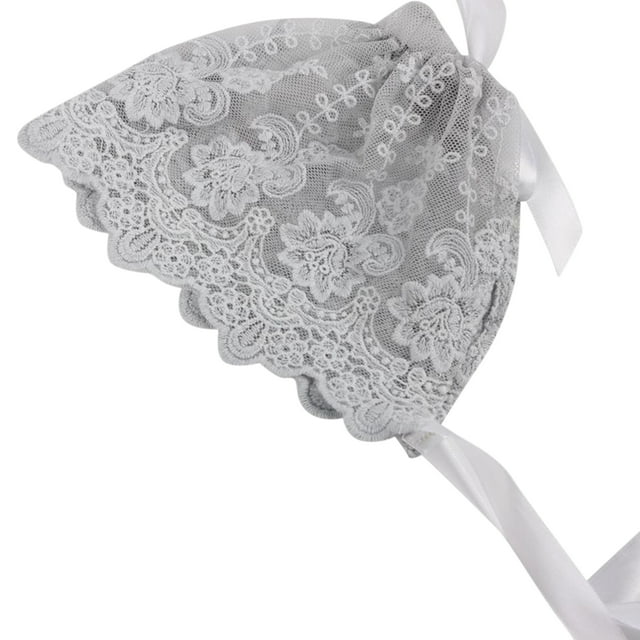 ITFABS Babies Prop Bonnets, Floral Lace Ruffle Edge Bottom Straps Tie Photography Cap