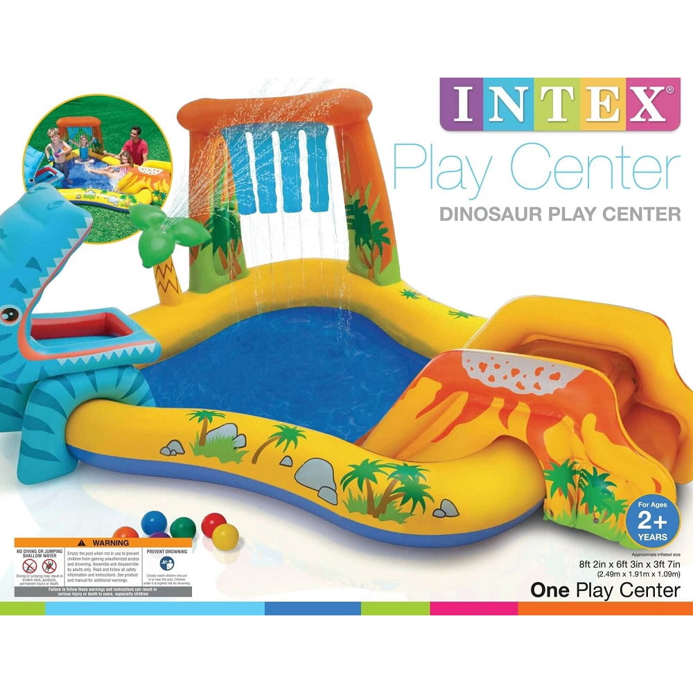 Intex 8ft x 6.25ft x 43in Dinosaur Play Center Inflatable Kids Set Swimming Pool - Walmart.com