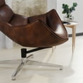 thumbnail image 4 of Merrick Lane Bomber Jacket Faux Leather Contoured Swivel Accent Chair with Crisscross Chrome Base, 4 of 9