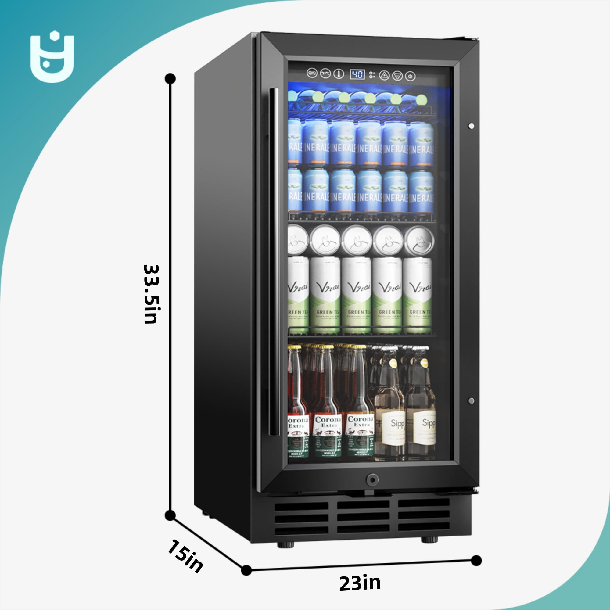 EUHOMY 3.2 Cu.ft. Under Counter Beverage Refrigerators Cooler for Soda, Water, Wine, Home Kitchen Bar