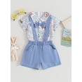 thumbnail image 3 of Bagilaanoe 2Pcs Newborn Easter Outfits Baby Boys Overalls Shorts Set Short Sleeve Romper Tops + Suspender Short Pants 3M 6M 12M 18M 24M Infant Gentleman Formal Clothes, 3 of 9