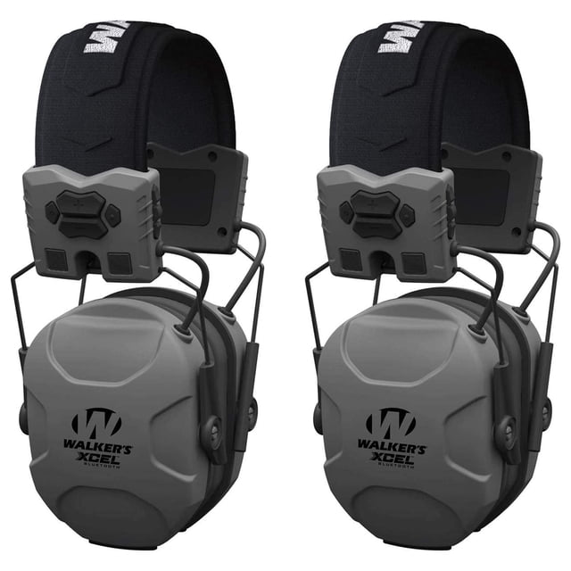 Walker's XCEL 500BT Electronic Hearing Protection Earmuffs, Gray (2 Pack)