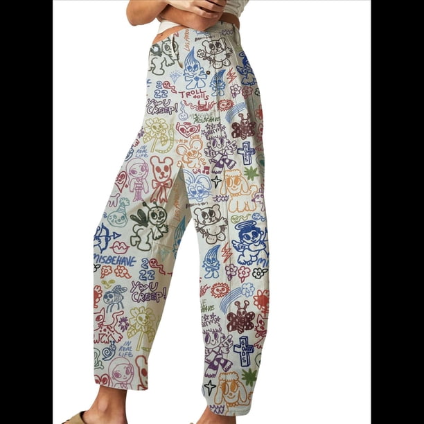 Vaqueros Rectos, Holgados, Informales, de Tiro Medio y Pierna para Mujer, Estilo Boyfriend Y2K, Pantalones Cortos de Mezclilla Caricatura XXL