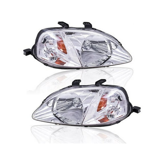 Headlight Assembly Set - Compatible with 1999 - 2000 Honda Civic