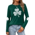 thumbnail image 2 of Holiday Shirt for Women St. Patrick'S Day Heart Shaped Four Leaf Long Sleeve Womens New Clothing,Green-1,2XL, 2 of 4