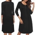 thumbnail image 3 of Vestido camisero informal de manga 3/4 para mujer, estilo túnica larga, holgado, hasta la rodilla S, 3 of 9