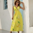 thumbnail image 5 of Lemons on Yellow Womens Night Club Maxi Dress V Neck Sleeveless Bohemia Long Dresses, 5 of 9
