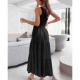 thumbnail image 3 of Vestido largo de fiesta bohemia de verano para mujer, falda fluida con volantes escalonados, sin mangas, para playa, boda, club, vacaciones, negro, XL, 3 of 6