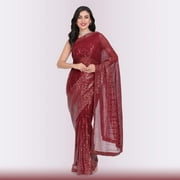 Water Sequin ReadyMade Saree - Red Size: L, Color: Red