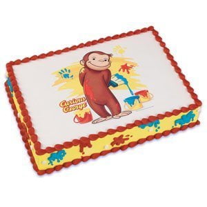Cute Curious George Monkey Edible Icing Image Cake Topper 1 4