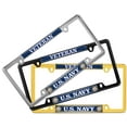 thumbnail image 7 of [Officially Licensed Product] - U.S. Navy Veteran with Eagle, Anchor Logo - Domed Custom-Made Personalized Narrow (Thin) Top 4 Hole Metal Car License Plate Frame with Free caps - Gold (Qty:1 Frame), 7 of 7