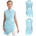 thumbnail image 2 of iiniim Girls Ballet Skirted Leotard Mesh Figure Ice Skating Dress Asymmetrical Lyrical Dancewear Light Blue 6, 2 of 7