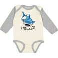thumbnail image 3 of Inktastic Cute Whale Shark Says Hello Boys or Girls Long Sleeve Baby Bodysuit, 3 of 5