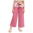 thumbnail image 3 of Gubotare Baby Linen Pants Pants for Girls Summer Casual Loose Lightweight Solid Harem Pants Kids Drawstring Wide Leg Trousers with Pocket 18 24 Months (Red,18-24 Months), 3 of 9