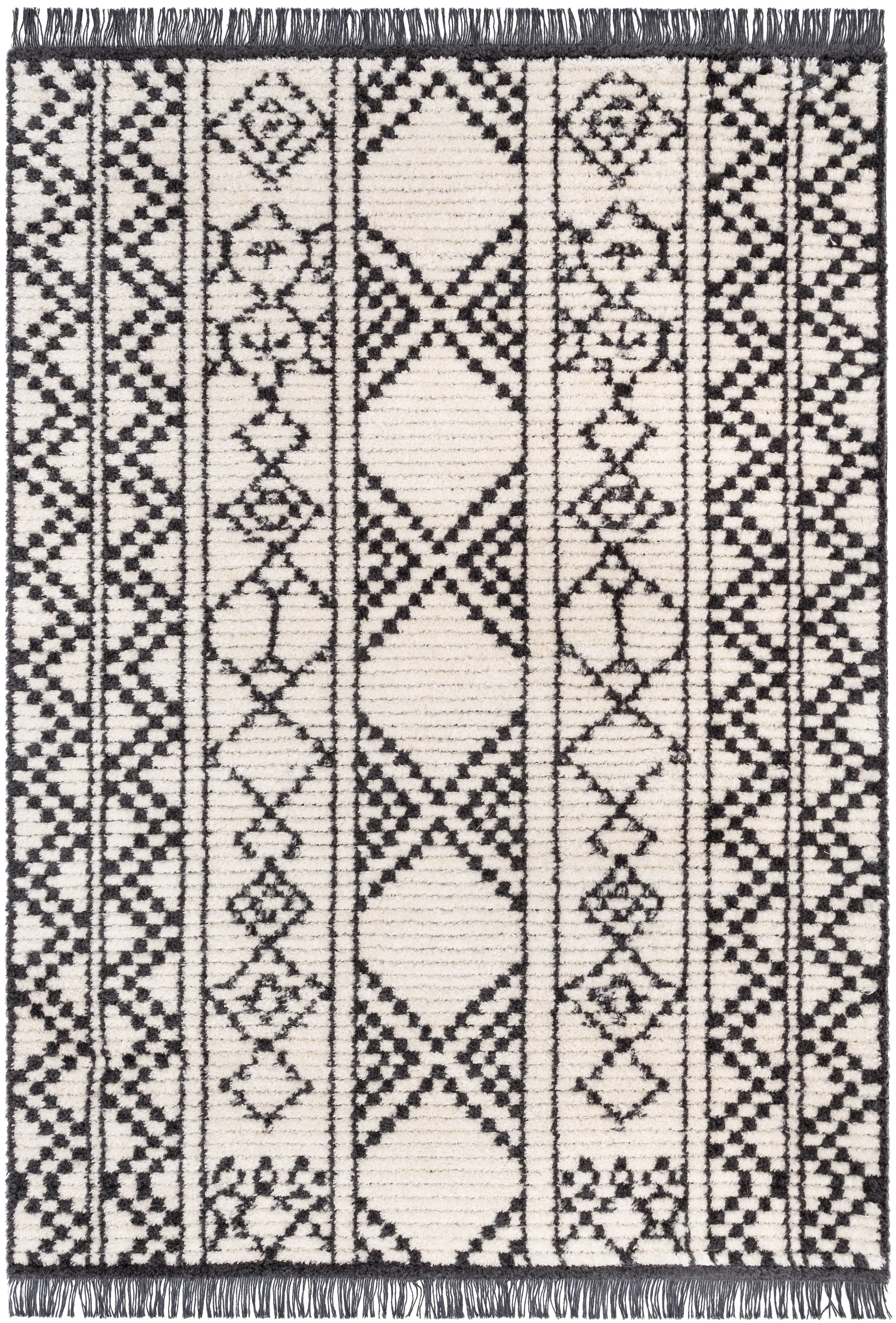 Well Woven Maya Tallulah Tribal Moroccan Diamond Pattern Grey 5'3" x 7'3" Textured Pile Area Rug
