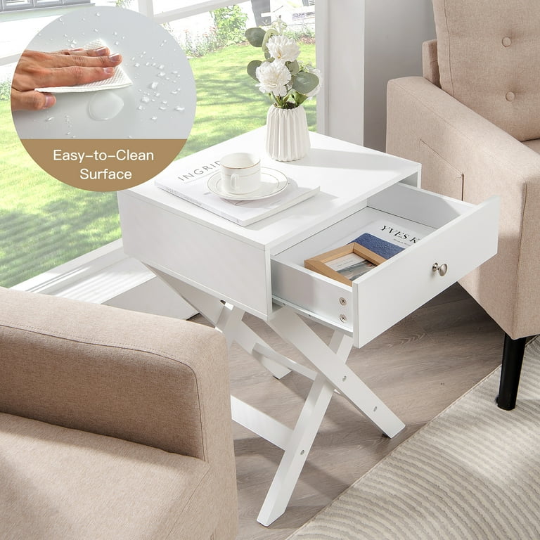 Costway Small Bedside Night Stand, Storage Tabletop With