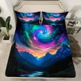 thumbnail image 2 of Feelyou 3D Lake Mountain Queen Sheet Sets, Swirl Mystic Starry Sky Flat Sheet, Bling Stars Galaxy Queen Fitted Sheet, Luxury Bedroom Decor, 4pcs, 2 of 7