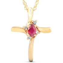 Pompeii 1/4CT Ruby & Diamond Cross Pendant & Chain 14K Yellow Gold 3/4" Tall (G/H,I2)